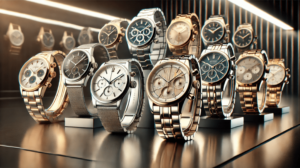 Luxurious display of top replica watches, showcasing a range of high-quality designs ideal for men, highlighting the best replica watches available